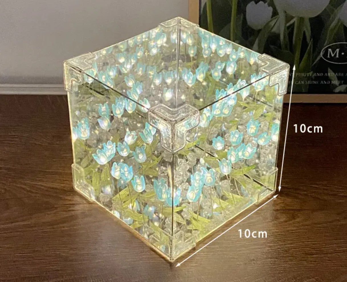 Infinity Tulip Glow Cube – Perfect Bedside Companion
