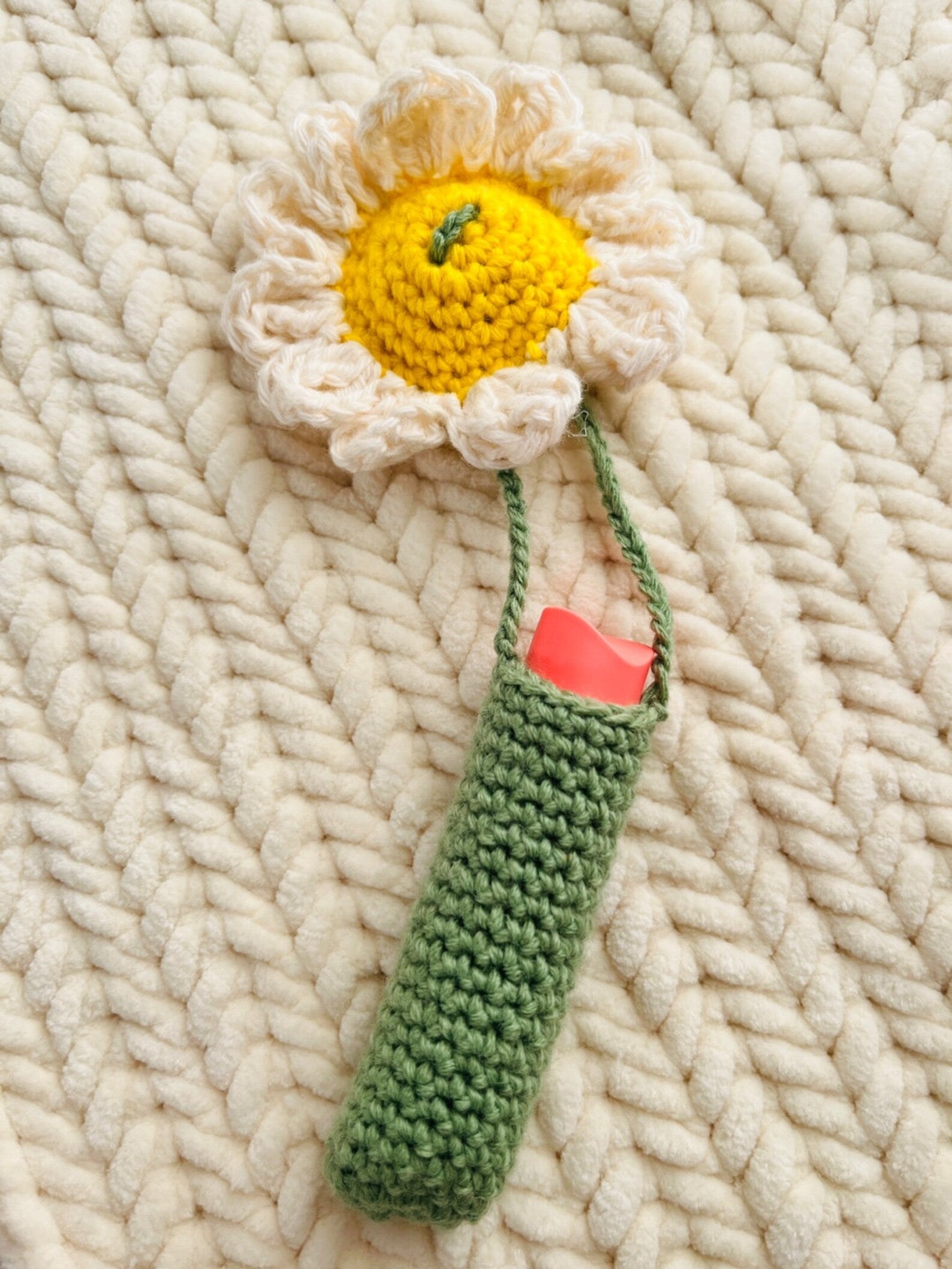 Flower Crochet Lipstick Holder – Keychain or Bag Charm