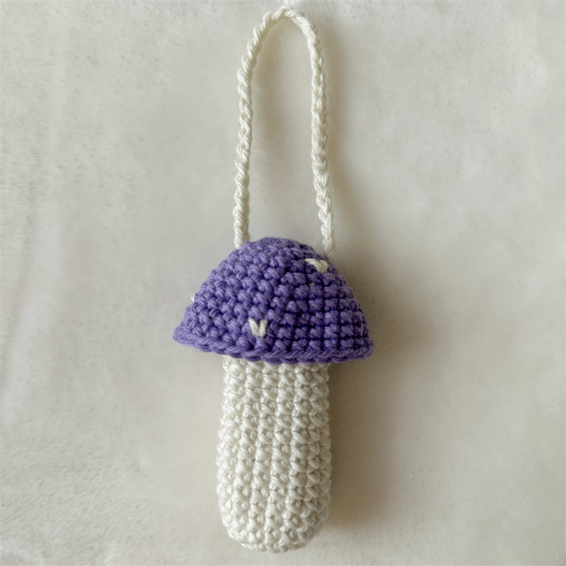 Mushroom Crochet Lipstick Holder – Keychain or Bag Charm